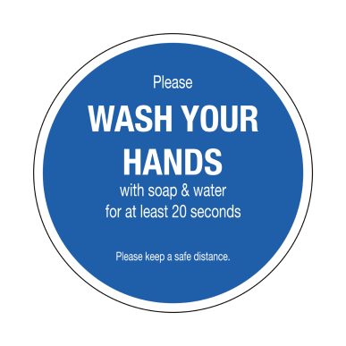 Adhesive Sticker Wash your hands Blue