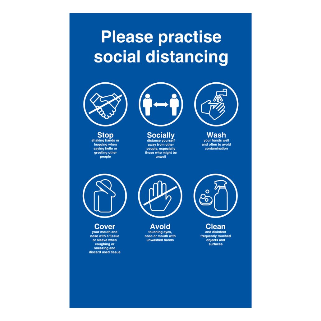 Desk Roller Banner Please practise social distancing A4