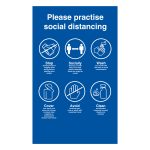 Desk Roller Banner Please practise social distancing A4