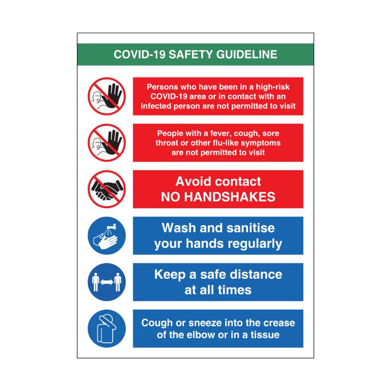 Covid19 Safety Guideline Signage Indoor 3mm Foamboard First