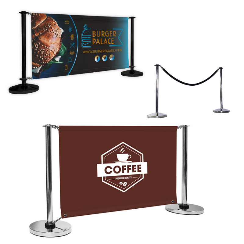 Café & Rope Barriers System Pavement Signs | First Display